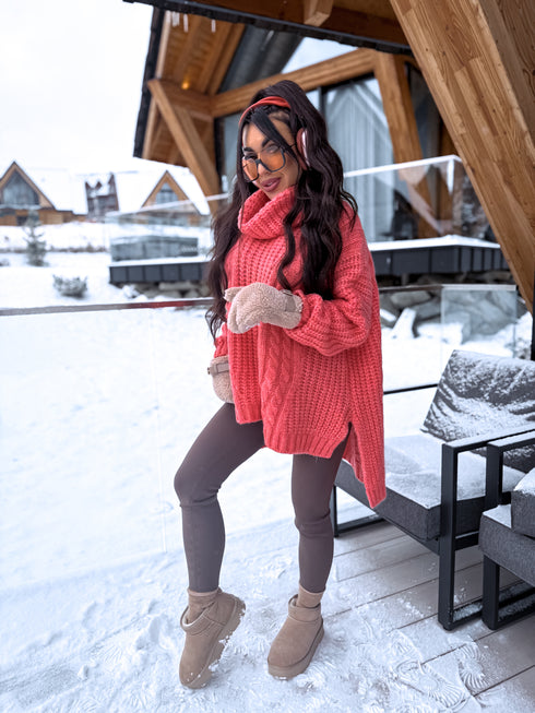 ELYNDI extended wool sweater - CORAL PRE-ORDER